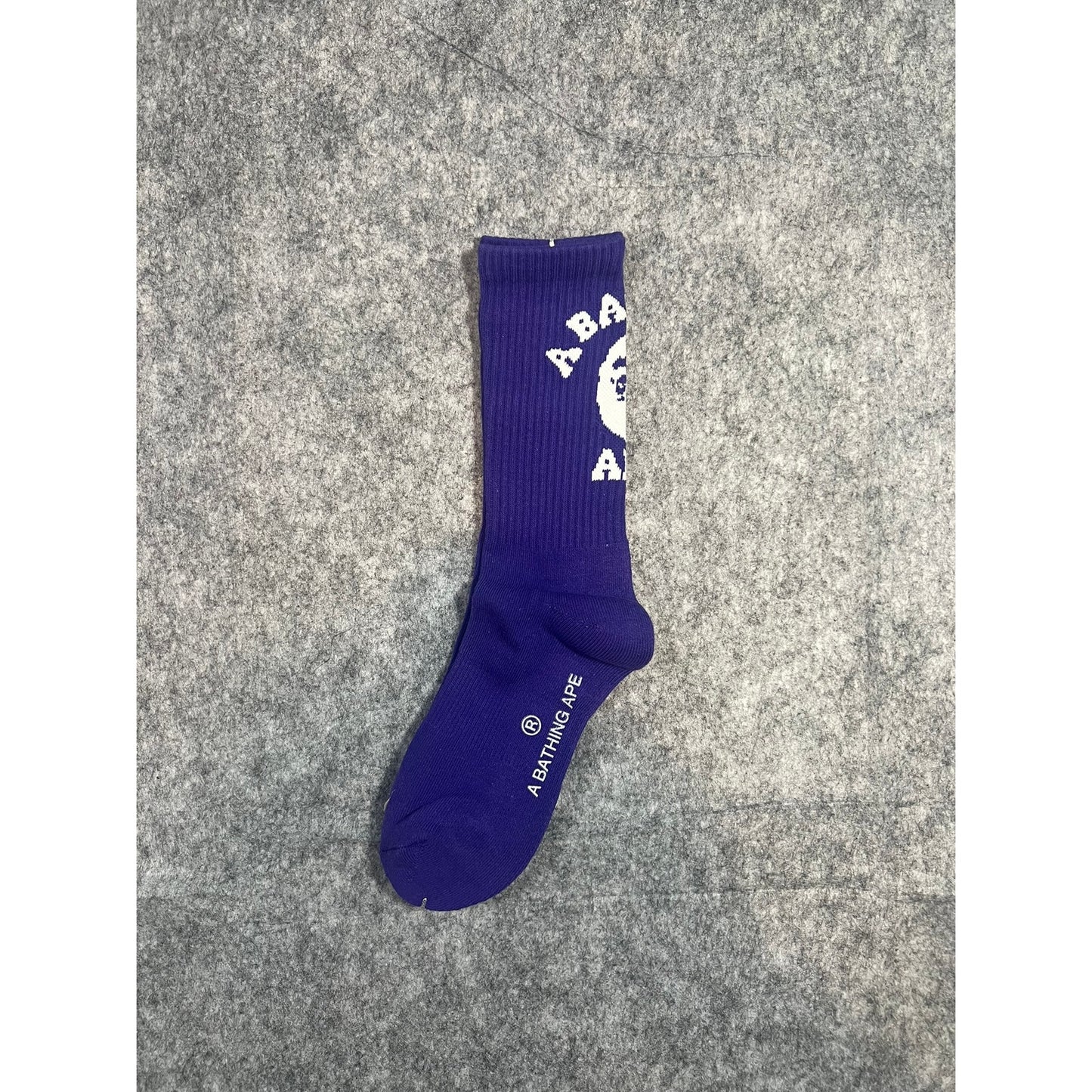 Bape Crew Socks Ape Head Logo Mens Womens Unisex Size 8-13 Purple