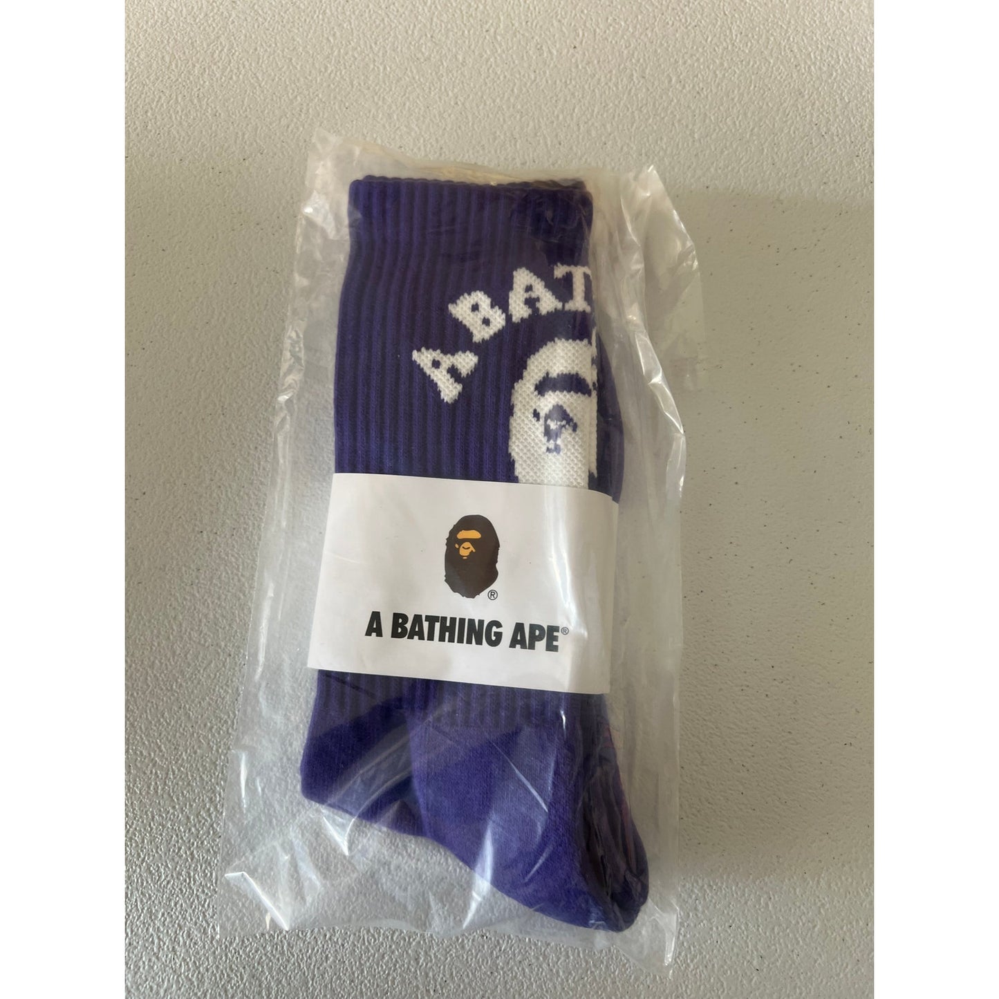 Bape Crew Socks Ape Head Logo Mens Womens Unisex Size 8-13 Purple