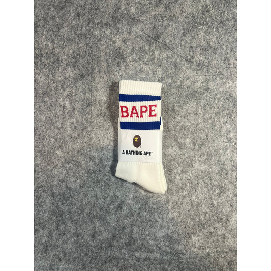 Bape Crew Socks Ape Head Logo Mens Womens Unisex Size 8-13 Red,White & Blue