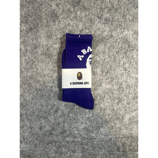 Bape Crew Socks Ape Head Logo Mens Womens Unisex Size 8-13 Purple
